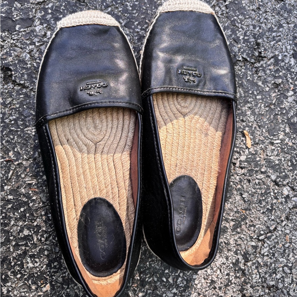Size 10 Black Lamb Skin Coach Espadrilles